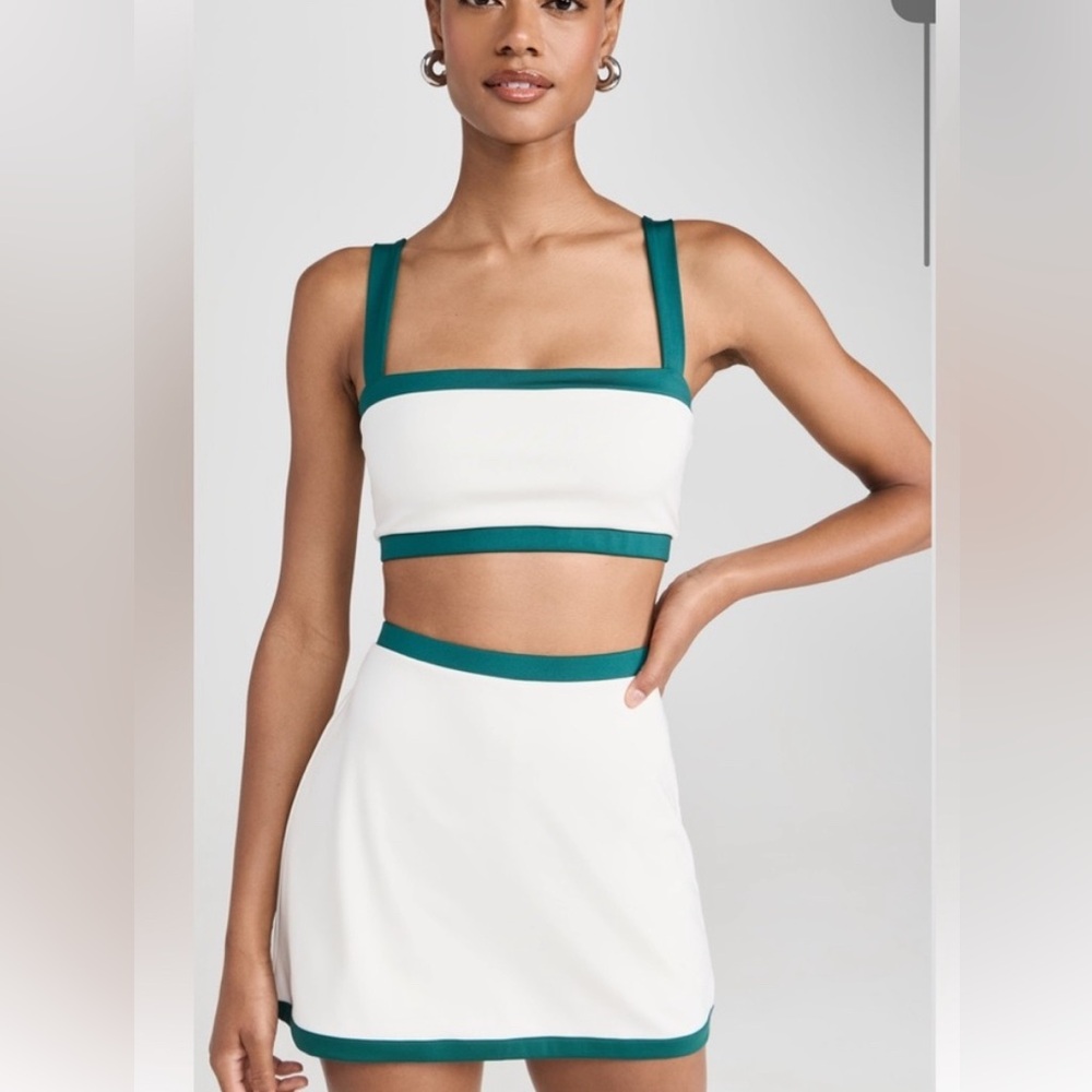 White and Teal Women's Crop Top